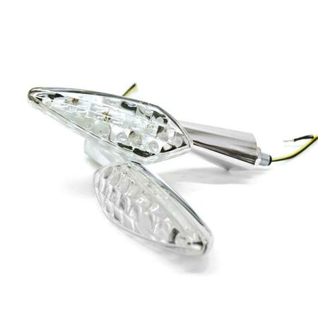 KRATOR Mini Arrow Motorcycle LED Turn Signals, Chrome - 2 Piece, 2PK TL-GJ-039-3